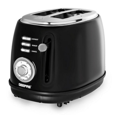 Geepas 2 Slice Bread Toaster with Removable Crumb Tray Defrost Reheat ...