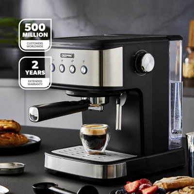 GEEPAS 20 Bar Espresso Cappuccino Coffee Machine with Milk Frother 1.5L Tank DIY at B Q