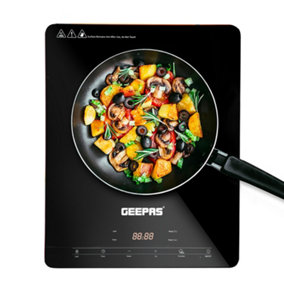 Geepas 2000W Digital Induction Cooker Single Ultra-thin Induction Hob w/LED Touch Display & Timer