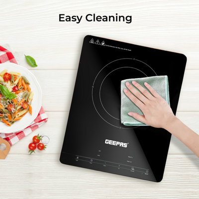 Geepas 2000W Digital Induction Cooker Single Ultra-thin Induction Hob w/LED Touch Display & Timer