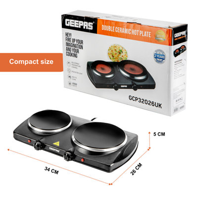 GRACEALL 12 Inch Electric Stove 2 Burners Hot Plates For Cooking, Countertop Hotplate Double Elements Cooktop, 120V Ceramic Hotplate Plug In Infrared