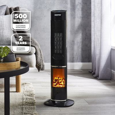 Geepas 2000W Oscillating Digital Tower PTC Heater 2 Heat Settings