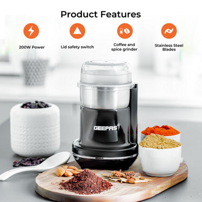 Geepas 200W Coffee Grinder Electric Coffee Grinder for Coffee Beans Spices & Nuts