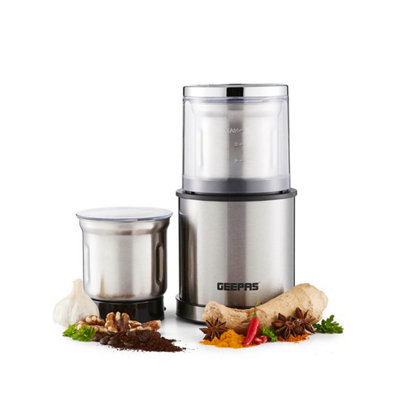 Geepas 200W Coffee Grinder Food Processor Electric Wet & Dry Spice Nuts ...