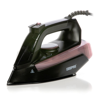 GEEPAS 2200W Steam Iron for Crisp Ironed Clothes Ceramic Non-Stick Coating Plate, Black