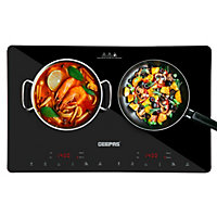 Geepas 2800W Digital  Double Induction Hob Cooker w/LED Touch Display