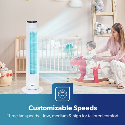 Geepas 29 Inch Tower Fan with Remote Control Oscillating Cooling Fan, 3 Speed with 7.5 Hour Timer