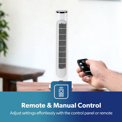 Geepas 29 Inch Tower Fan with Remote Control Oscillating Cooling Fan, 3 Speed with 7.5 Hour Timer