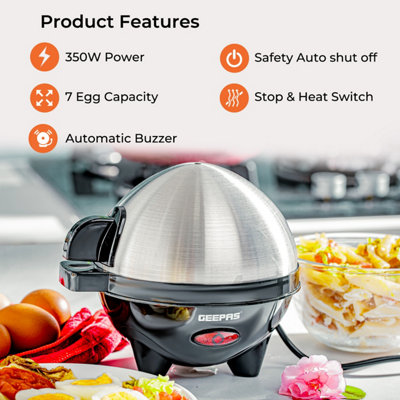 VonShef Egg Boiler and Poacher, Electric Egg Cooker & Omelette Maker 3 in 1  for 16 Boiled Eggs, 500W, Auto Shut Off, Transparent