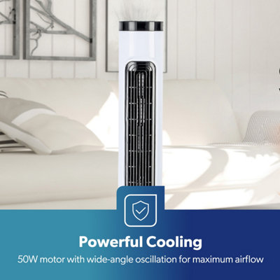 Geepas 32 Inch Tower Fan with Remote Control Oscillating Cooling Fan, 3 Speed with 7.5 Hour Timer