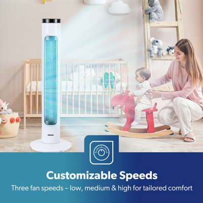 Geepas 32 Inch Tower Fan with Remote Control Oscillating Cooling Fan, 3 Speed with 7.5 Hour Timer