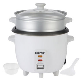 Geepas 350W 0.6L Automatic Rice Cooker & Steamer with Keep Warm Function Non-Stick Inner Pot