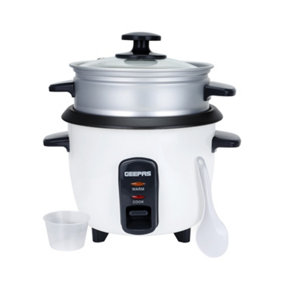 Geepas 350W 0.6L Rice Cooker & Steamer with Keep Warm Function, Automatic Cooking, Non-Stick Inner Pot