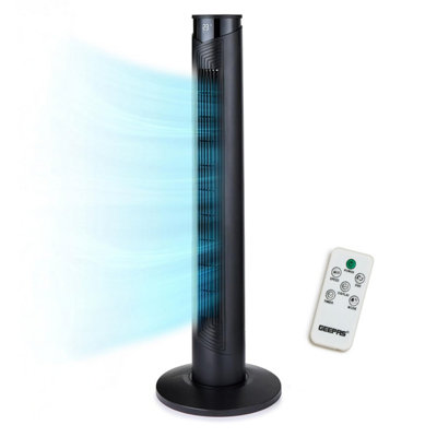 GEEPAS 37-inch  Oscillating Tower Fan with 3 Speeds Digital Display Touch Panel 4 Modes with remote control, Black