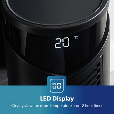 GEEPAS 37-inch  Oscillating Tower Fan with 3 Speeds Digital Display Touch Panel 4 Modes with remote control, Black