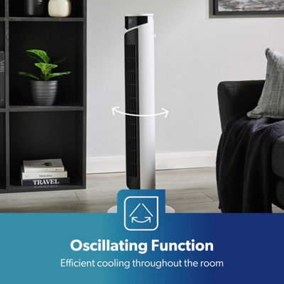 GEEPAS 37" Oscillating Tower Fan Digital Display Touch Panel 4 Modes with remote, White