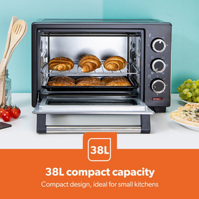 Geepas 38L Mini Oven and Grill, 1600W Electric Mini Oven with Rotisserie