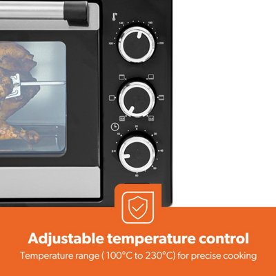 Geepas 38L Mini Oven and Grill, 1600W Electric Mini Oven with Rotisserie