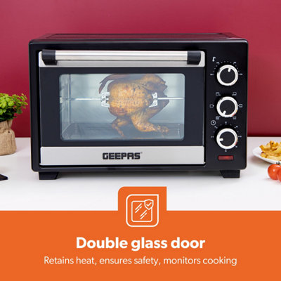 Geepas 38L Mini Oven and Grill, 1600W Electric Mini Oven with Rotisserie