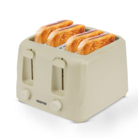 Geepas 4 Slice 1400W Bread Toaster with 6 Level Browning Control Removable Crumb Tray, Cancel Function, Cord Storage - Beige