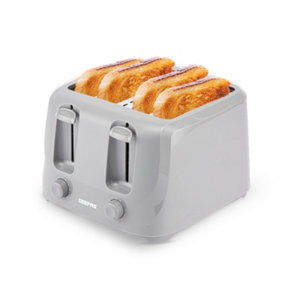 Geepas 4 Slice 1400W Bread Toaster with 6 Level Browning Control Removable Crumb Tray, Cancel Function, Cord Storage - Grey