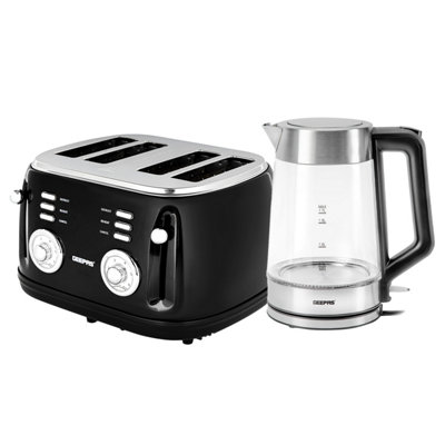 Glass toaster outlet and kettle