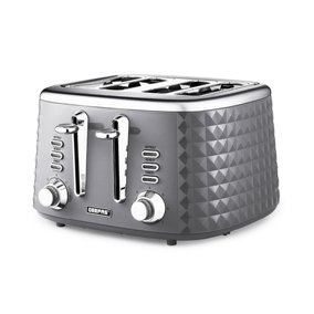 Geepas 4 Slice Bread Toaster 7 Browning Control with Crumb Tray, Grey