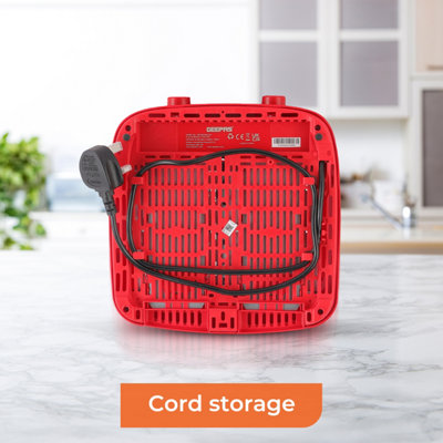 Geepas 4 Slice Bread Toaster Red with Extra Wide Slots 6 Level Browning Control