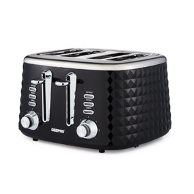 Geepas 4 Slice Bread Toaster with 7 Level Browning Control Textured Design, 1750W, Black