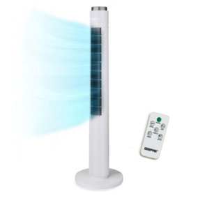 GEEPAS 46-inch Oscillating Tower Fan Digital Display Touch Panel 4 Modes, White