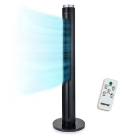 GEEPAS 46-inch Oscillating Tower Fan Touch Panel 4 Modes with Remote Control, Black