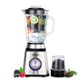 Geepas 500W 2 in 1 Food Jug Blender 1.5L Glass Jar Smoothie Blender with Coffee/Spice Grinder Mill Milkshake Maker Ice Crusher