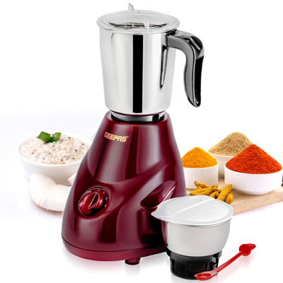 Geepas 550W 2-in-1 Mixer Grinder Stainless Steel Jars & Blades 3 Speed Blender