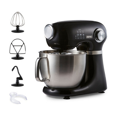 Geepas 5L Stand Food Mixer 1000W Tilt-Head With Dough Hook, Whisk, Beater & Stainless Steel Bowl