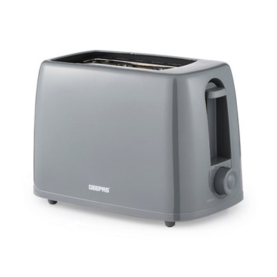 Geepas 650W 2 Slice Bread Toaster with 6 Level Browning Control - Grey