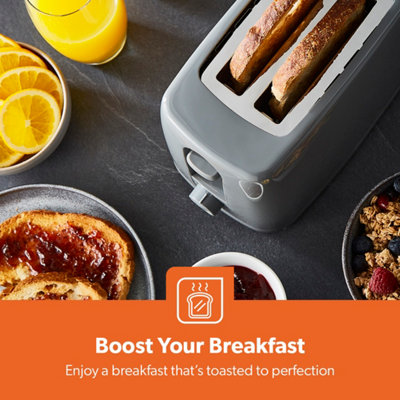 Geepas 650W 2 Slice Bread Toaster with 6 Level Browning Control - Grey