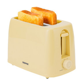 Geepas 650W 2 Slice Bread Toaster with 6 Level Browning Control Removable Crumb Tray, Cancel Function, Cord Storage - Beige