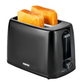 Geepas 650W 2 Slice Bread Toaster with 6 Level Browning Control Removable Crumb Tray, Cancel Function, Cord Storage - Black