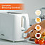 Geepas 650W 2 Slice Bread Toaster with 6 Level Browning Control Removable Crumb Tray, Cancel Function, Cord Storage - White