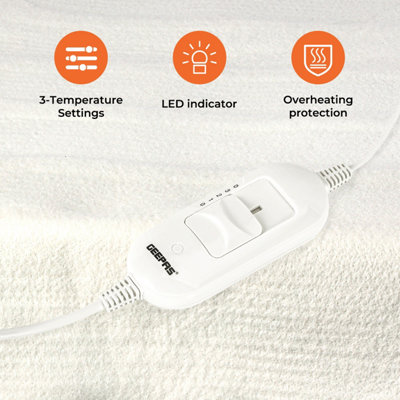 Geepas 65x135cm Electric Single Under Heated Blanket With 3 Temperature Settings