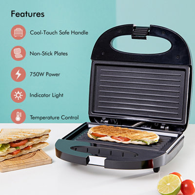 Geepas 2 Slice Sandwich Toaster  Non-Stick Plates Grill Maker