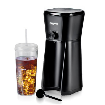 Geepas 700W Coffee Maker Ice Tea & Brews Iced Coffee, 600ML Portable Jar with Straw