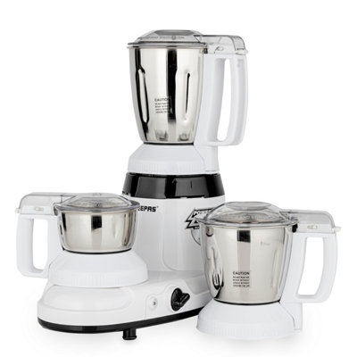 Geepas 750W 3-in-1 Mixer Grinder Stainless Steel Jars Dry & Wet Fine ...