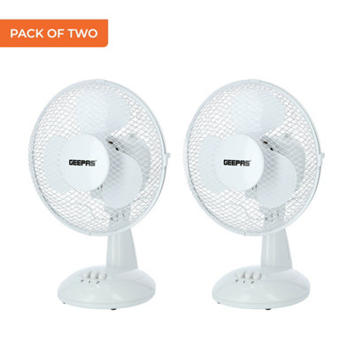 Geepas 9 Inch Desk Fan Oscillating Portable Rotating Air Cooling Fan 2 Speed, Pack of 2