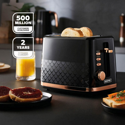 GEEPAS Aura Collection 2 Slice Bread Toaster with 7 Browning Levels Integrated