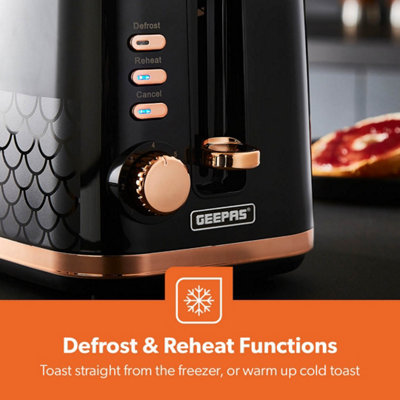 GEEPAS Aura Collection 2 Slice Bread Toaster with 7 Browning Levels Integrated