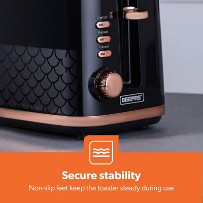 GEEPAS Aura Collection 2 Slice Bread Toaster with 7 Browning Levels Integrated