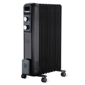 Geepas Black 2000W Electric Oil Filled Radiator 9 Fins Electric Heater