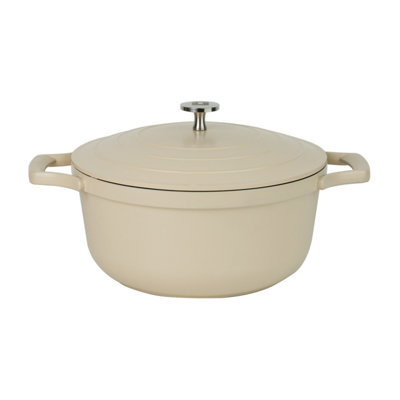 GEEPAS Cream 24cm Die-Cast Casserole Pot with Lid Ceramic-Coated ...