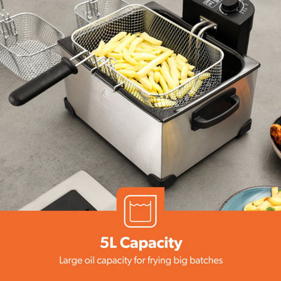 GEEPAS Deep Fat Fryer with Triple Baskets 4L Large Basket & 2L Each 2 Small Baskets